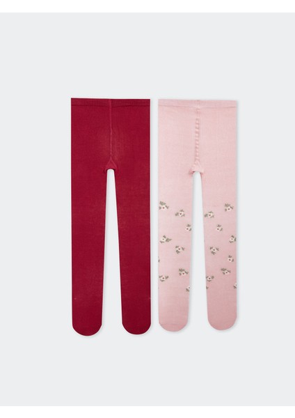 Yeni Sezon Baskılı Kız Bebek Külotlu Çorap 2'li