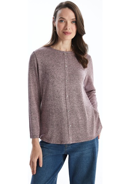 Yeni Sezon Bisiklet Yaka Taşlı Kadın Bluz