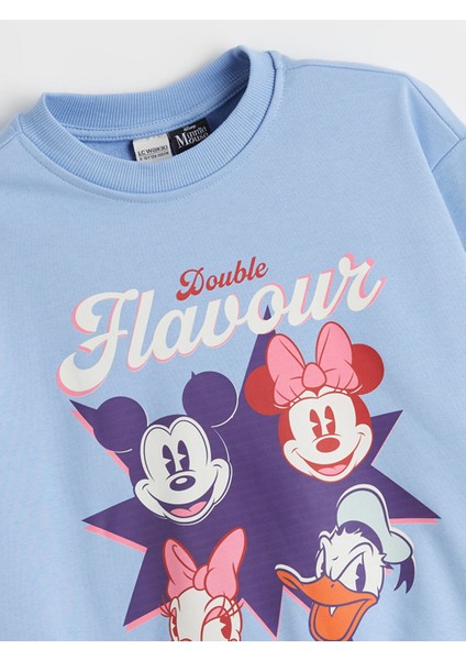 Yeni Sezon Bisiklet Yaka Minnie Mouse Baskılı Kız Çocuk Sweatshirt fiyatları