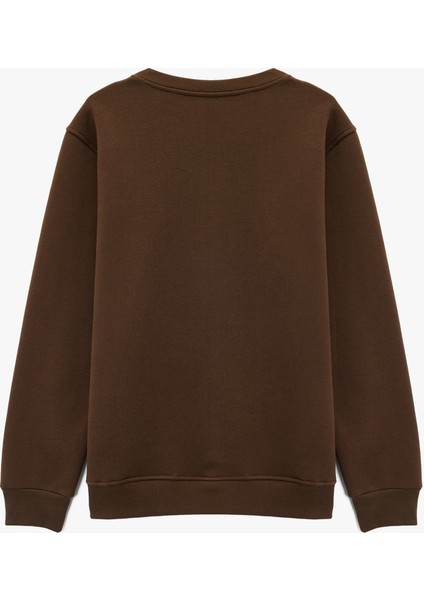 Regular Fit Uzun Kollu Şardonlu Bisiklet Yaka Baskılı Sweatshirt fiyatları