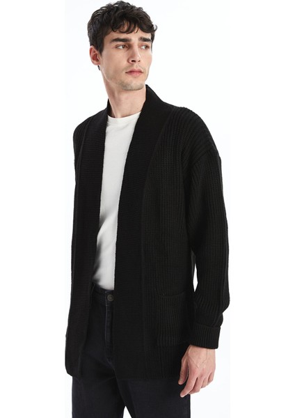 Yeni Sezon Standart Kalıp Şal Yaka Erkek Triko Hırka