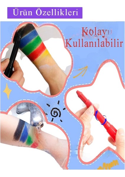 Yüz Boyası 6 Renk 1 Paket Fixpoint Face Paint Çevirmeli Yüz Boyası Canlı Renkler Sağlığa Zararsız Kreş Okul Öncesi fırsatları