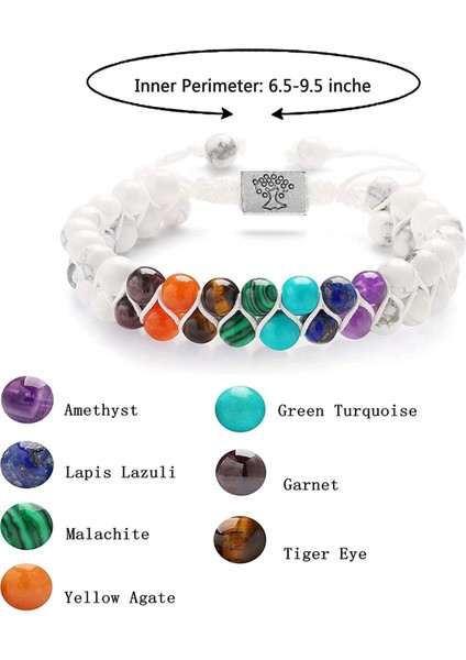 7 Çakra Doğal Taş Bileklik – Howlite Beyaz – Ayarlanabilir Makrome Unisex Enerji Bilekliği fiyatları