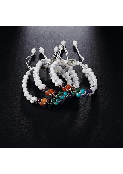 7 Çakra Doğal Taş Bileklik – Howlite Beyaz – Ayarlanabilir Makrome Unisex Enerji Bilekliği fırsatları
