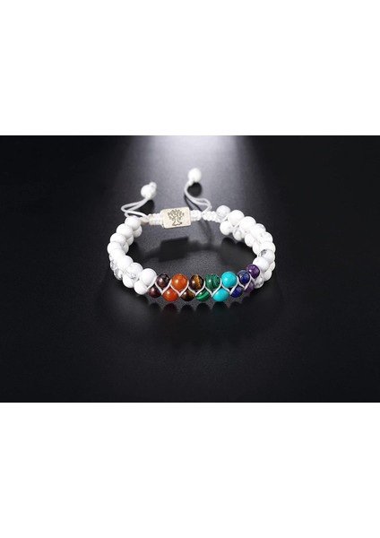 7 Çakra Doğal Taş Bileklik – Howlite Beyaz – Ayarlanabilir Makrome Unisex Enerji Bilekliği indirimleri