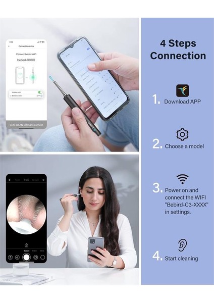 T5 3MP KAMERA 3.5MM LENS ŞARJLI WIFI GÖRÜNTÜLÜ KULAK TEMİZ indirimleri