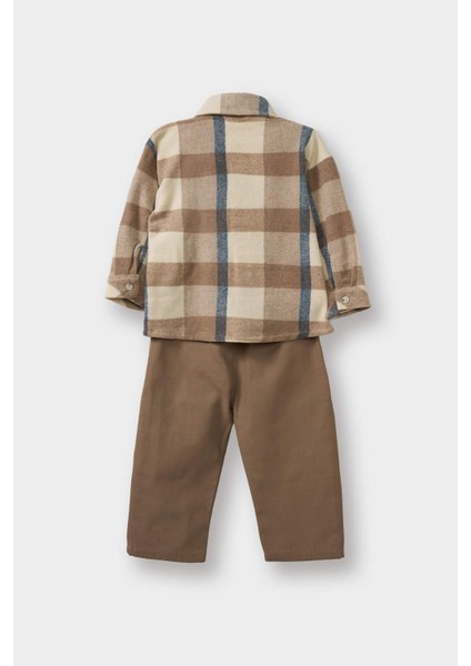 Erkek Bebek 2'li Takım Kareli Flanel Gömlek Pantolon G3226A525WN fırsatları