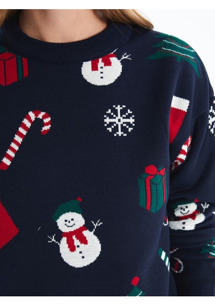 Yeni Sezon Bisiklet Yaka Yılbaşı Temalı Kadın Triko Kazak modelleri