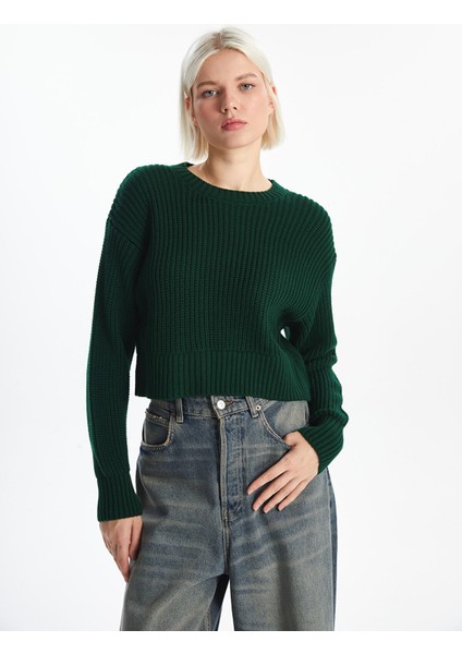 Yeni Sezon Bisiklet Yaka Crop Kadın Triko Kazak