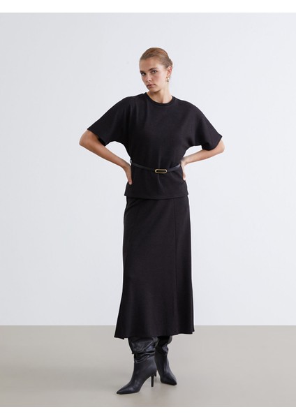 Yeni Sezon Bisiklet Yaka Beli Kemerli Bluz fiyatları