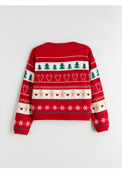 Yeni Sezon Bisiklet Yaka Yılbaşı Temalı Kız Çocuk Triko Kazak modelleri