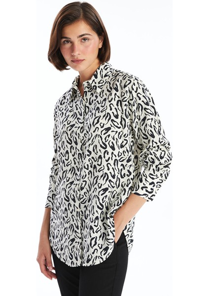 Yeni Sezon Desenli Uzun Kollu Kadın Gömlek