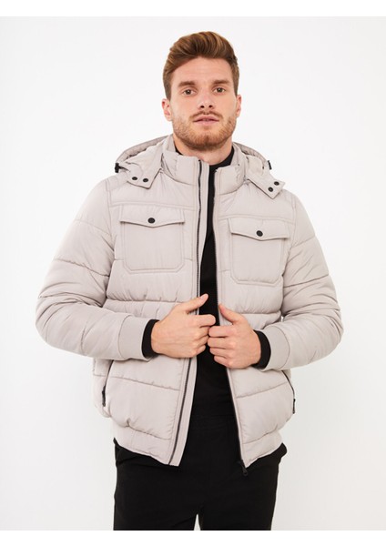 Yeni Sezon Standart Kalıp Kapüşonlu Erkek Şişme Mont