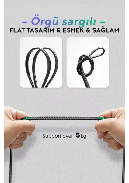 Cat8 Ethernet Kablosu Premium Örgülü Lan Kablo 40GBPS 2000MHZ Internet Kablosu Masaüstü Pc, Gaming Laptop, Ps5/4, Xbox