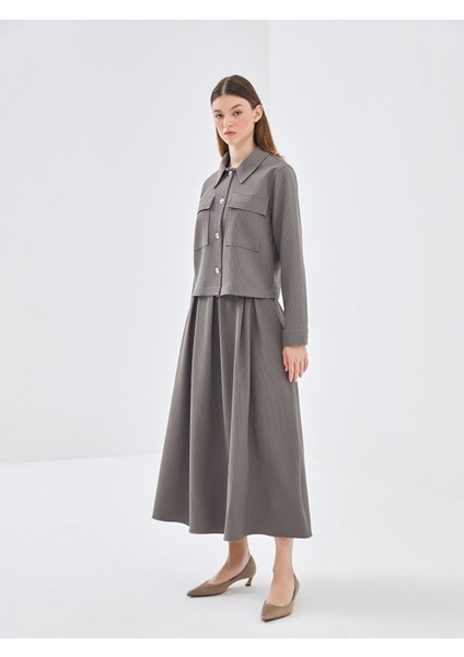 Yeni Sezon Beli Fermuarlı Dokulu Kadın Etek