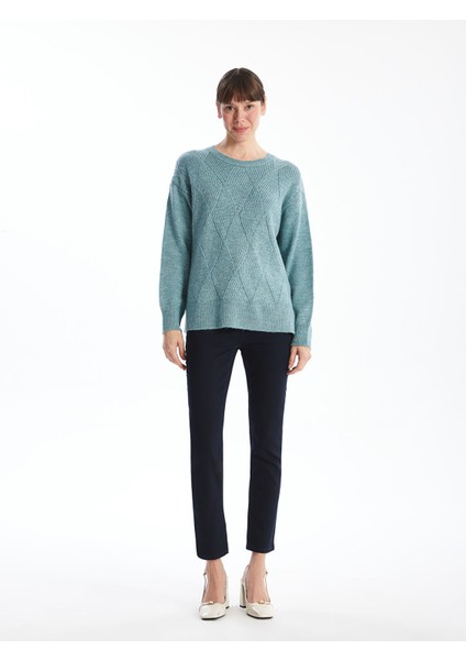 Yeni Sezon Bisiklet Yaka Kendinden Desenli Kadın Triko Kazak fiyatları