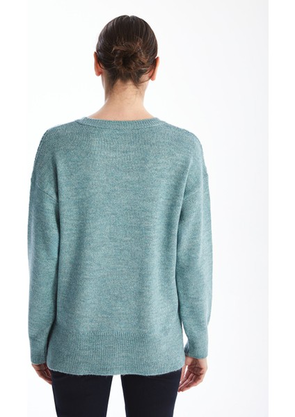 Yeni Sezon Bisiklet Yaka Kendinden Desenli Kadın Triko Kazak fırsatları