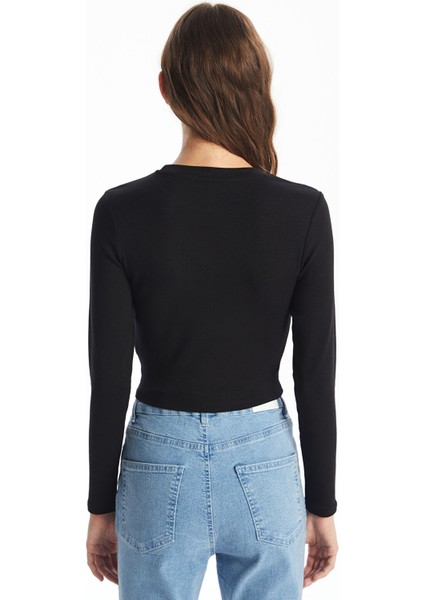 Yeni Sezon Bisiklet Yaka Düz Uzun Kollu Kadın Body fırsatları