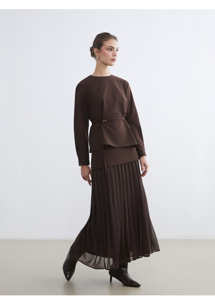 Yeni Sezon Beli Lastikli Pileli Etek