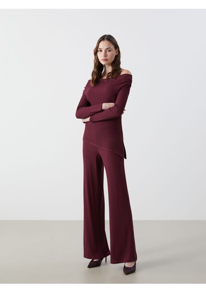 Yeni Sezon Beli Lastikli Dokulu Kadın Pantolon