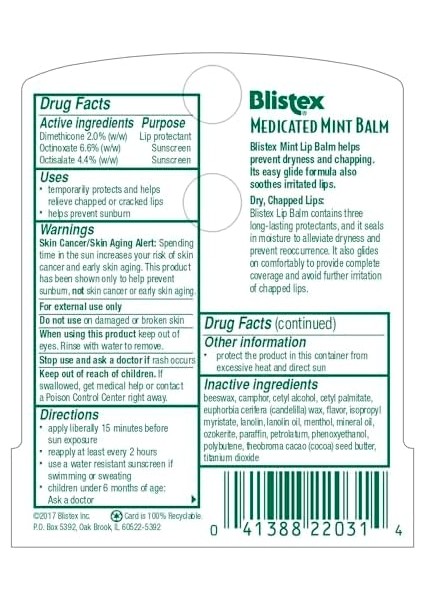Blistex Medicated Mint Lip Balm, 0.15 Ounce (Pack Of 24) – Prevent Dryness & Chapping, Spf 15 Sun Protection, Seals In Moisture, Hydrating Lip Balm, Easy Glide Formula For Full Coverage modelleri