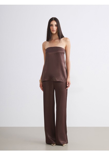 Yeni Sezon Straplez Yaka Saten Bluz fiyatları