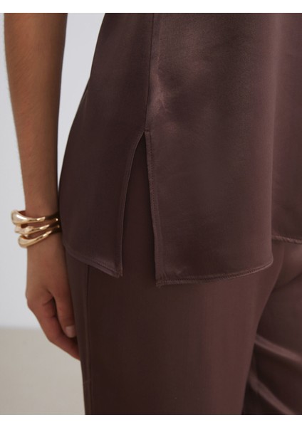 Yeni Sezon Straplez Yaka Saten Bluz modelleri