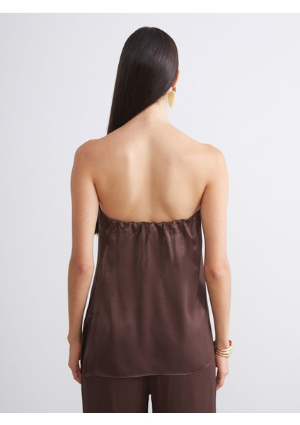 Yeni Sezon Straplez Yaka Saten Bluz fırsatları