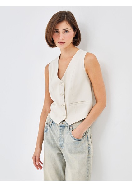 Yeni Sezon V Yaka Kadın Klasik Yelek
