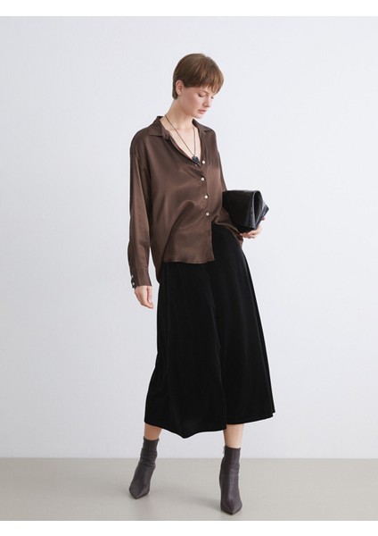 Yeni Sezon Beli Lastikli A Kesim Kadife Etek