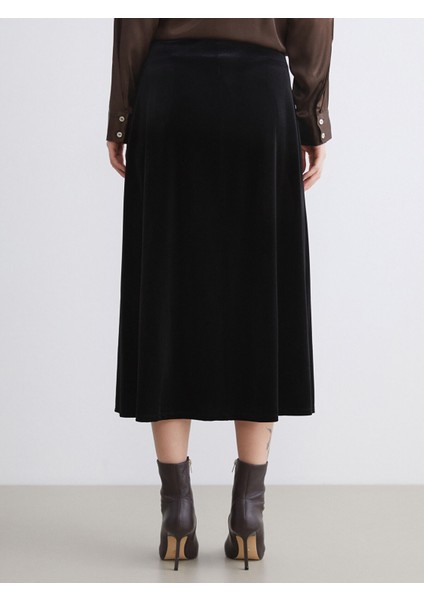 Yeni Sezon Beli Lastikli A Kesim Kadife Etek fırsatları