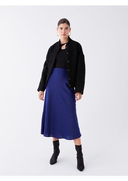 Yeni Sezon Standart Fit Düz Saten Kadın Etek