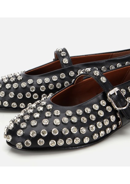 01AYH317280A100 KADIN Siyah Taşlı Babet modelleri