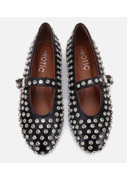 01AYH317280A100 KADIN Siyah Taşlı Babet