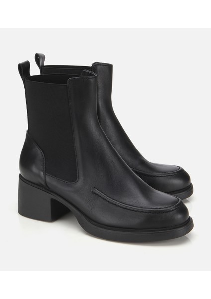 01BOH312810A100 KADIN Deri Siyah Lastik Detaylı Topuklu Bot fiyatları