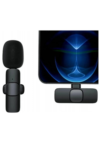 Type-C Girişli Telefon Uyumlu Wireless Youtube Facebook Tiktok Yayın Kablosuz Yaka Mikrofonu