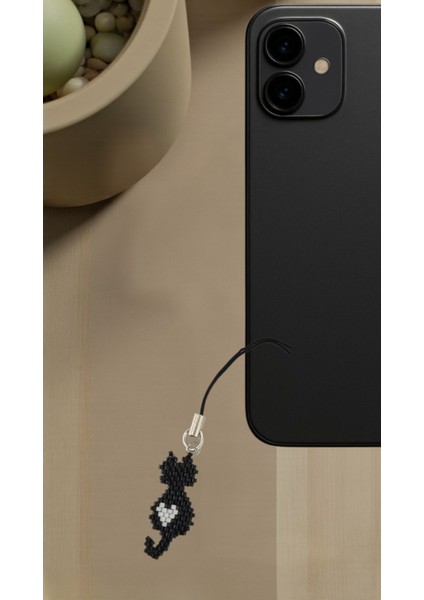 Miyuki Boncuk El Yapımı Kedi Telefon Çarmı - Charm 1