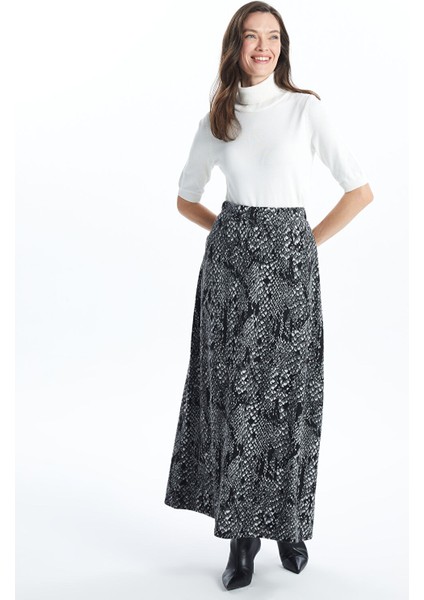 Yeni Sezon Beli Lastikli Desenli Kadın Etek