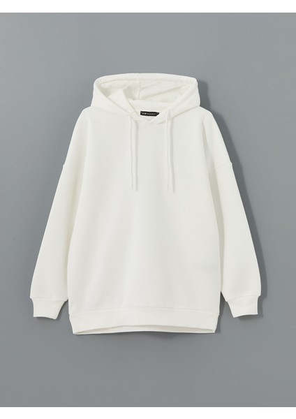 Yeni Sezon Kapüşonlu Düz Oversize Kadın Kalın Sweatshirt Tunik indirimleri