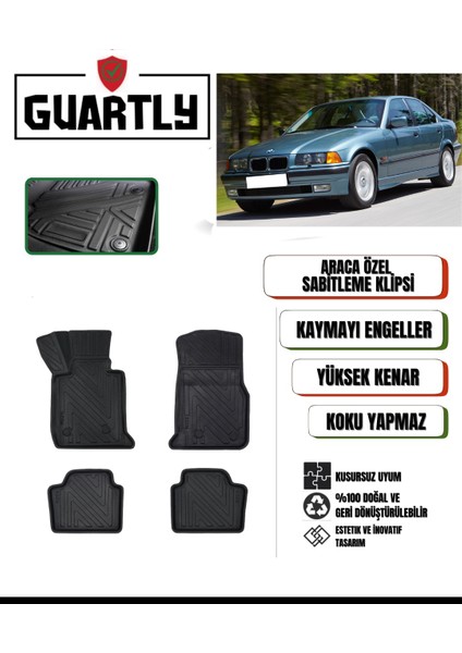 Bmw 3 Serisi E36 (1990-2000) Uyumlu Araca Özel Premium 4d Havuzlu Oto Paspas Takımı