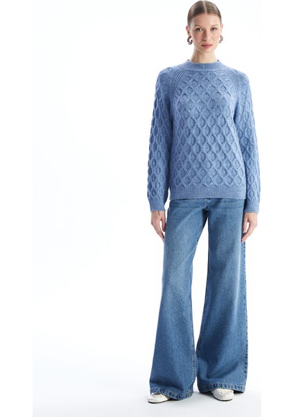 Yeni Sezon Bisiklet Yaka Kendinden Desenli Uzun Kollu Kadın Triko Kazak fiyatları