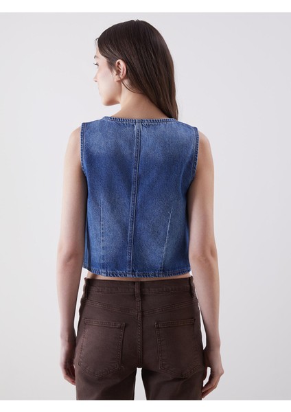 Yeni Sezon V Yaka Kadın Jean Yelek fırsatları