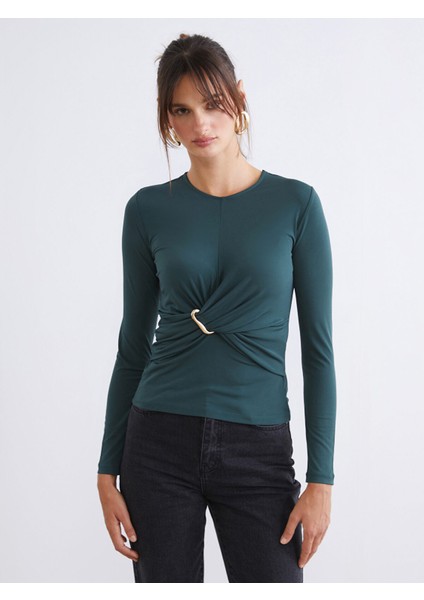 Yeni Sezon Bisiklet Yaka Büzgülü Bluz