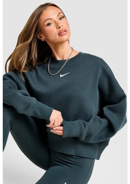 Sportswear Essantial Collection Oversize Kesim Petrol Mavisi Kadın Sweatshrit