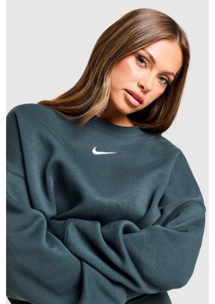 Sportswear Essantial Collection Oversize Kesim Petrol Mavisi Kadın Sweatshrit modelleri