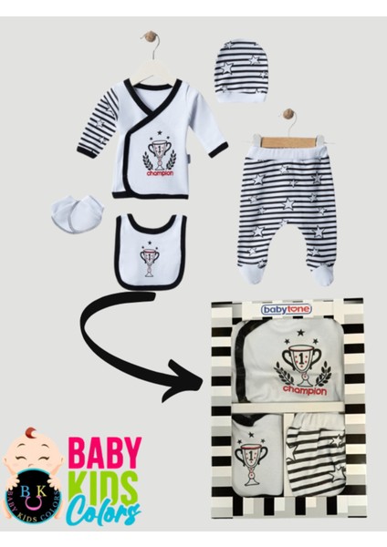 Kutulu Yeni Doğan Bebek Zıbın Takımı 5 Parça %100 Pamuk