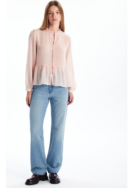 Yeni Sezon Bağlamalı Yaka Dokulu Kadın Bluz fiyatları