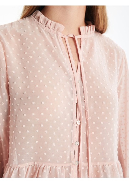 Yeni Sezon Bağlamalı Yaka Dokulu Kadın Bluz modelleri