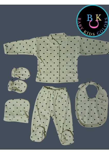 Fitilli Kumaşa 5'li Kalp Baskılı Hastahane Çıkışı Kutulu