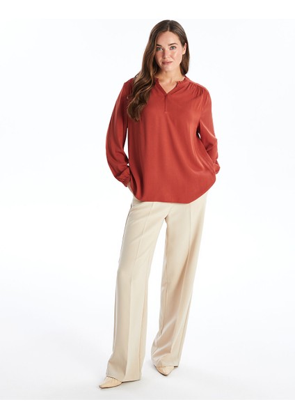 Yeni Sezon Kaçık Yaka Düz Uzun Kollu Kadın Bluz fiyatları